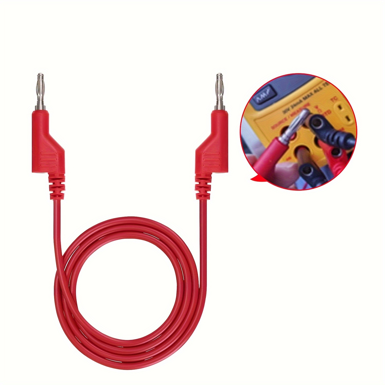 imagen del artículo 2pcs cables de prueba de banana a banana, cables de prueba de cable de banana apilables de 4mm, cables de prueba eléctricos para multímetro