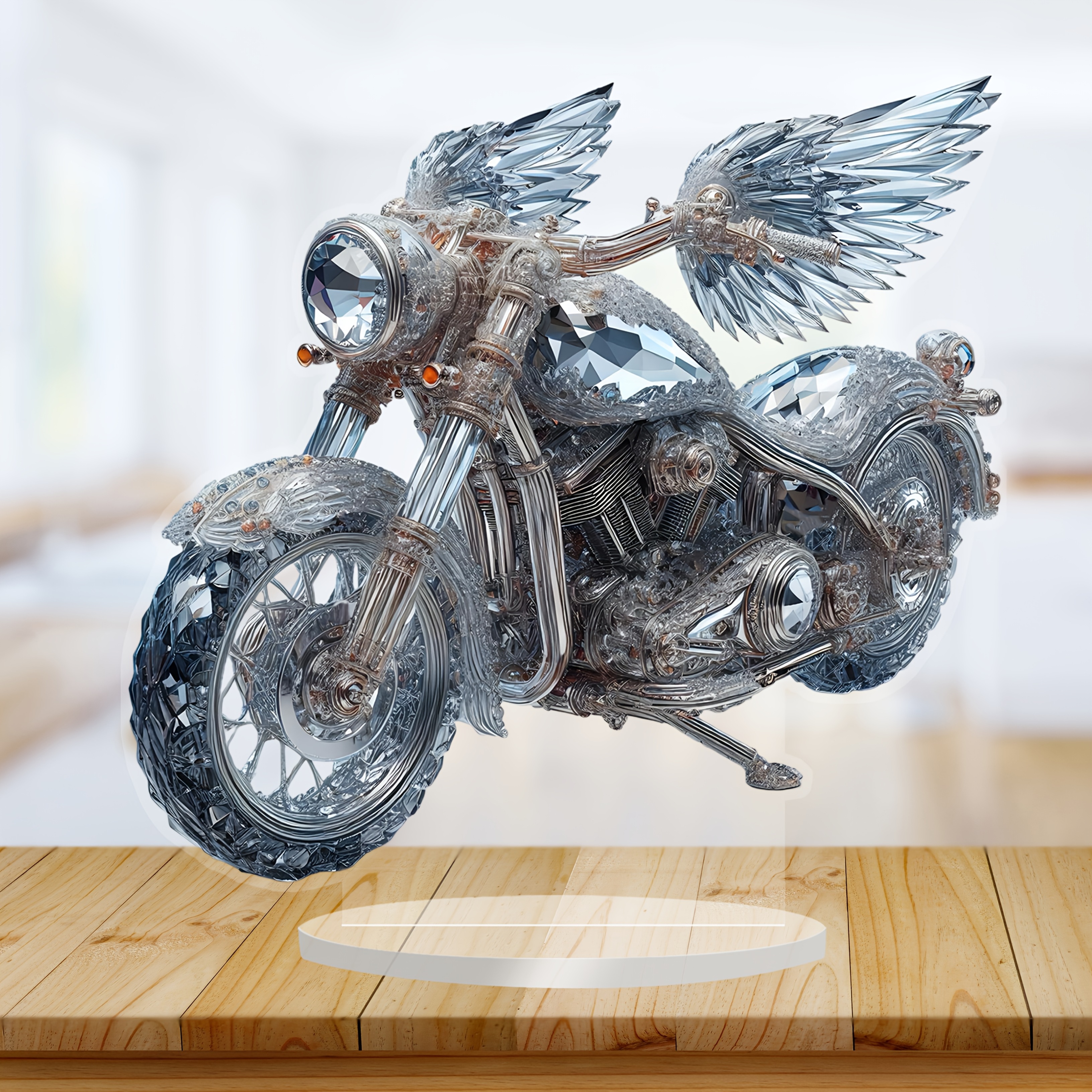 

Crystal Motorcycle Desk Ornament - Acrylic, 7.55/7.87 Inches - -plated With Transparent Accents, Ideal For Decor, Perfect Boyfriend Gift