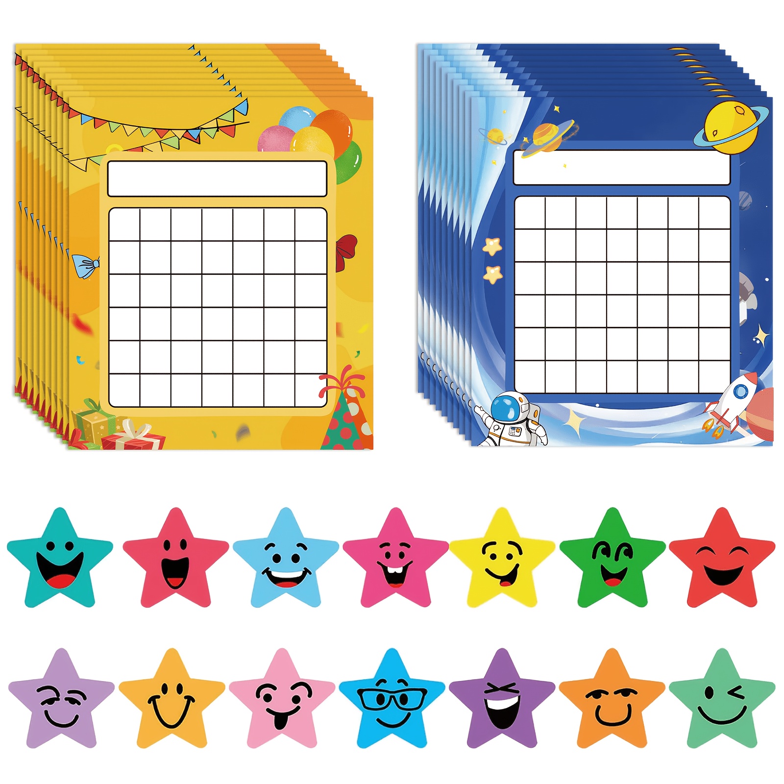 TEMU 10 Packs Progress Tracking Charts With 600 Star Stickers, Multicolor Label Set For Organization, Planning, Journals, Home And Office Use