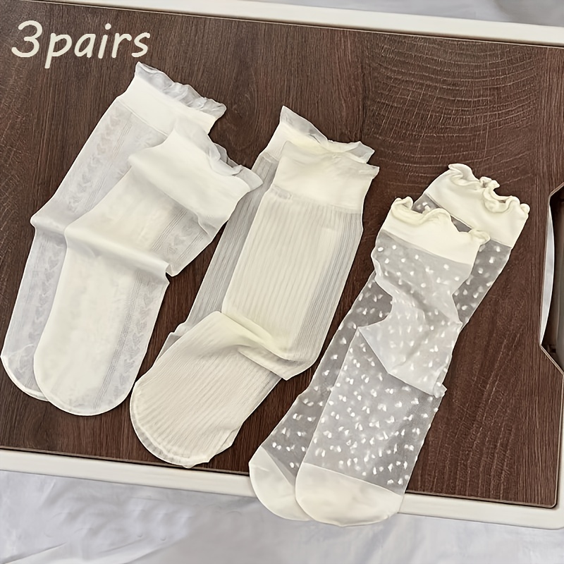 E-shop 3 Paar Frühlings-/Sommer-Damen-Socken, Niedliche Japanische Atmungsaktive Wadensocken, Ideal für den Outdoor-Sport