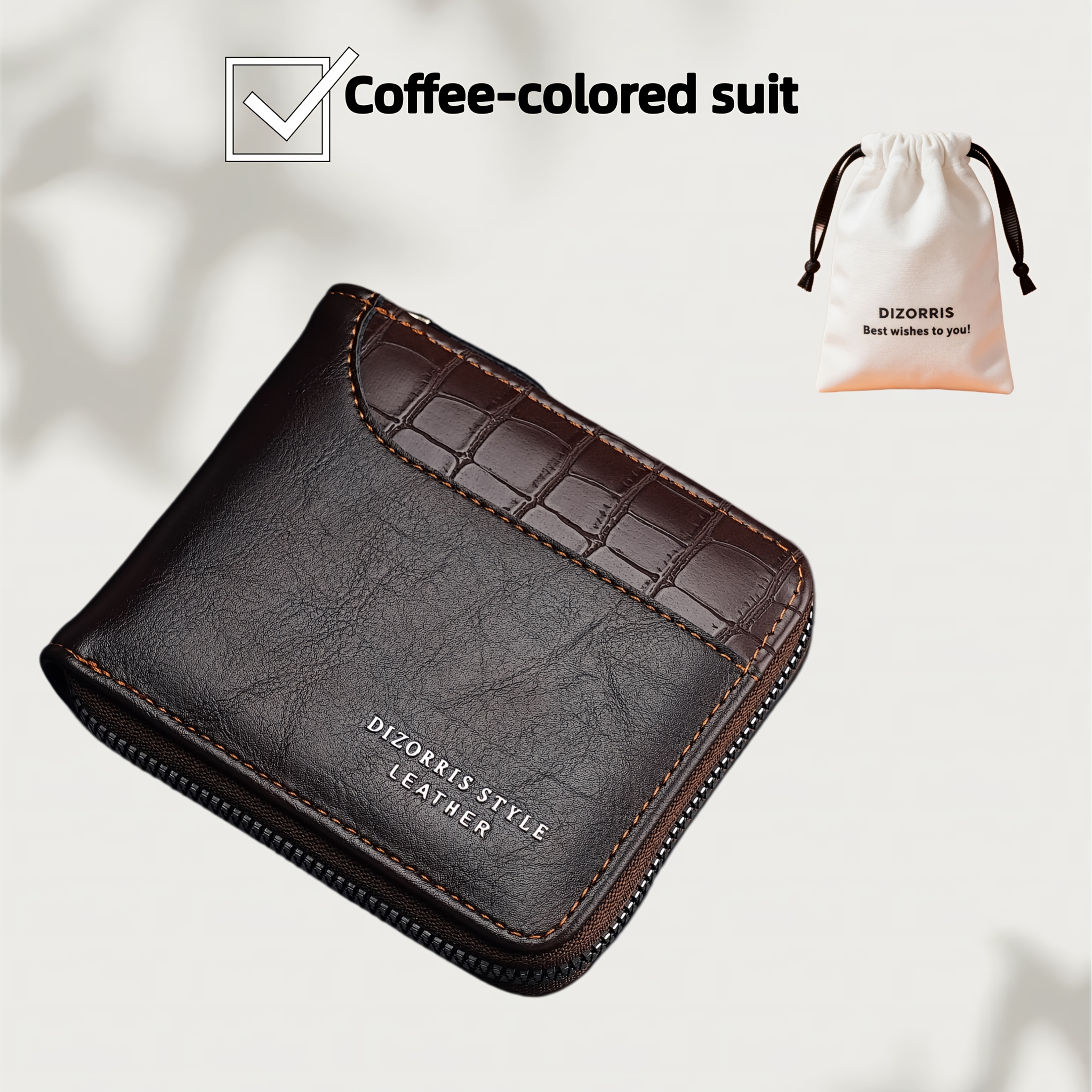 TEMU Retro Men's Wallet, With Multiple Card Compartments, A Zipper, And Crocodile Pattern. An Ideal Gift For Special Occasions Such As Couples,