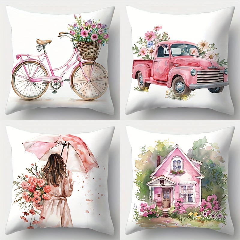 

4pcs New Polyester Pillowcases, 17.72 * 17.72 Inches, Room Decoration, Bedroom Decoration, Sofa Decoration, Without Pillow .