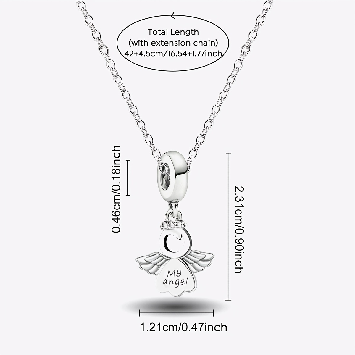 Women's 925 Silver Plated Angel Pendant Necklace