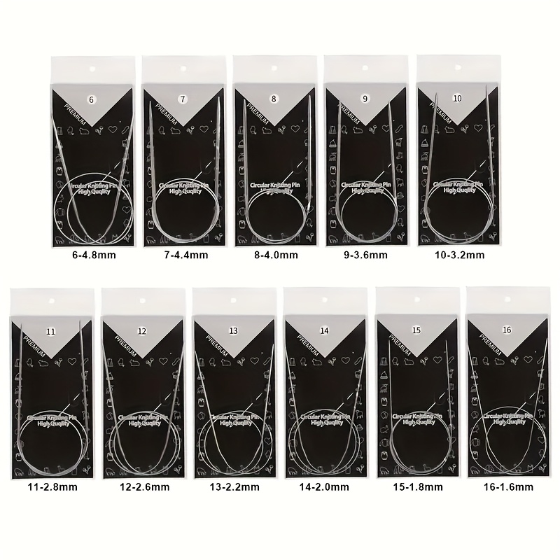 TEMU A Set Of 11pcs 80cm Stainless Steel Circular Needles (sizes 6-16), 32 Inch Knitting Stainless Steel Circular Needles, Circular Needle Set For