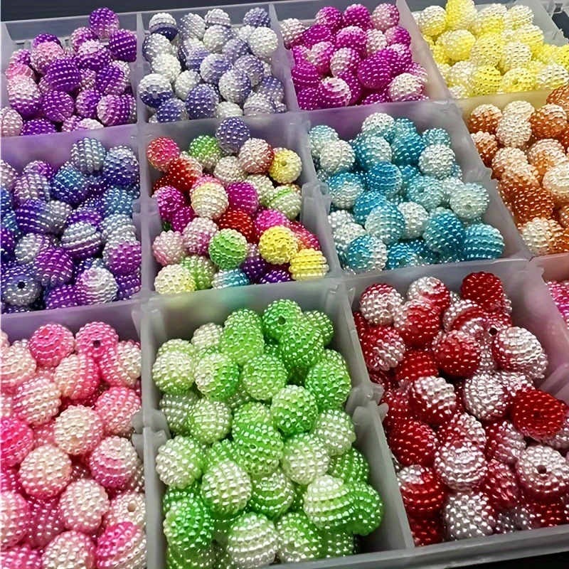 

50pcs 10mm Gradient Bayberry Beads - Acrylic Loose Beads For Diy Jewelry, Wedding Decor, Handmade Flower Arrangements & Hair Clips