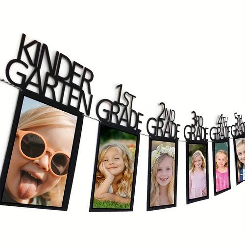26pcs graduation photo banner kindergarten to grade picture banner middle school high school university graduation party supplies black