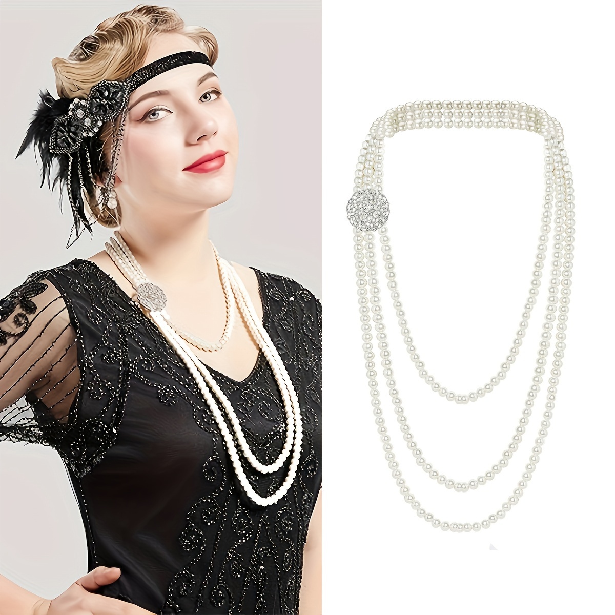 

1pc 1920s Series Pearl Necklace Bridal Wedding Dress Accessories Valentine's Day Gift