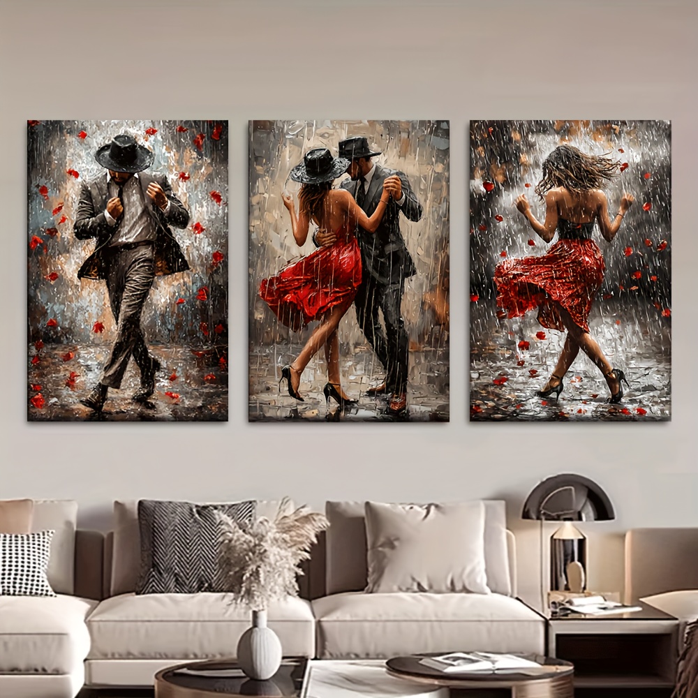 TEMU Ensemble de œuvres d'art plates 2D, cadre, sur toile, représentant un couple dansant le tango, affiches et pour les salons, bibliothèques,