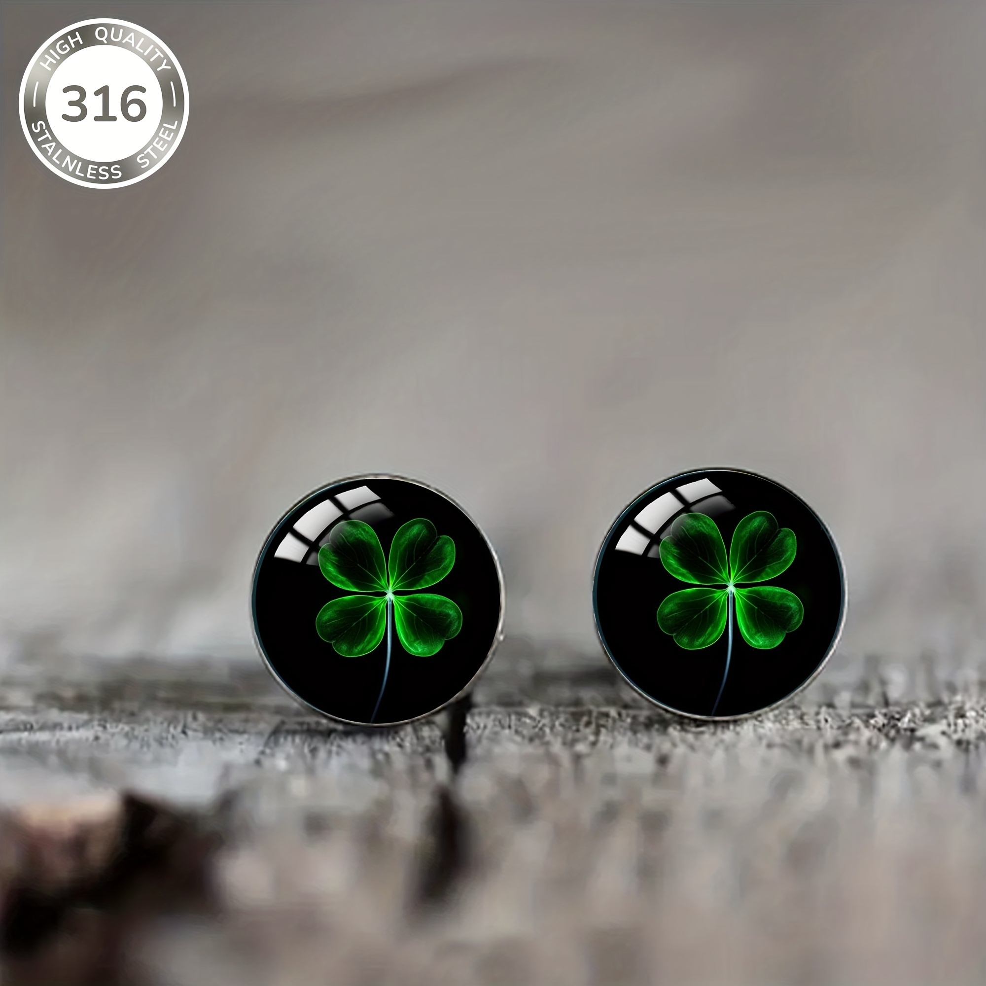 1pair Clover Pattern Steel Earrings, Classic And Elegant Style Men's And Women' Party Wear Jewelry Earrings 's Day