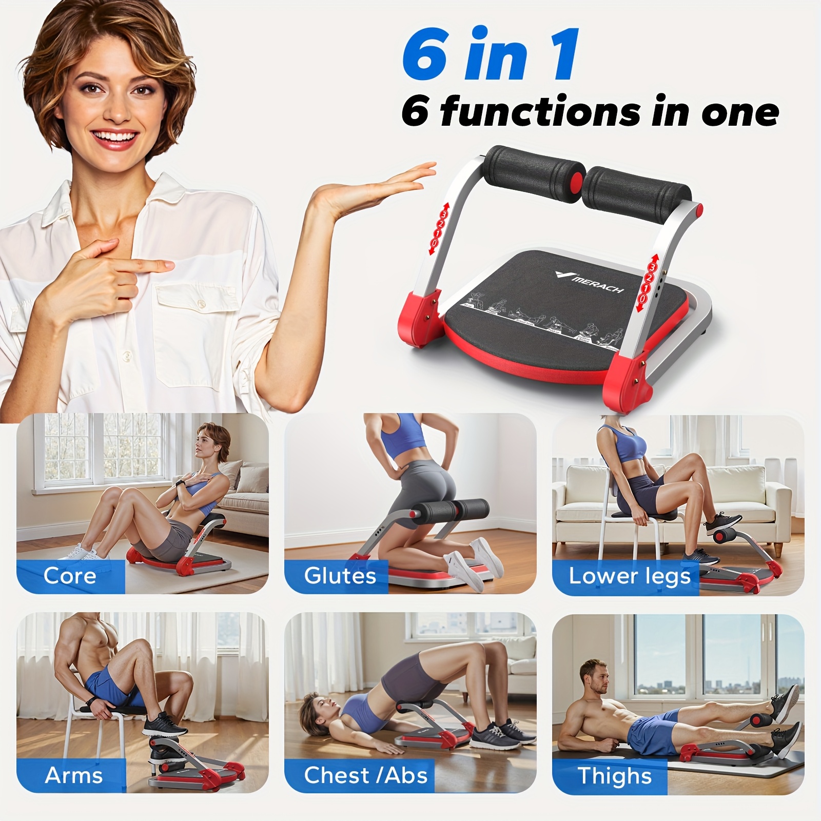MERACH Foldable Abdominal Trainer with Adjustable Resistance, with High Resilience Foam, Cervical Spine Safety, Multi-Functional Exerciser for Shoulder/Back/Legs - Image 2