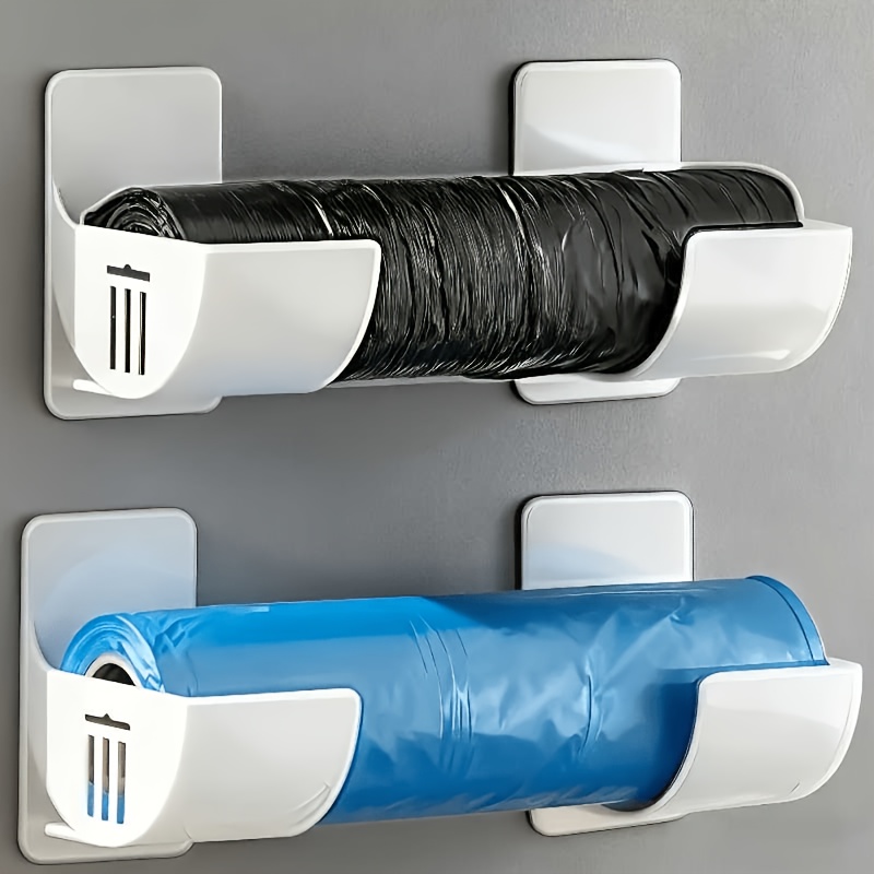 Image of 4pcs Storage Racks, Kitchen Trash Bag Rack, Material Shelf Cabinet Organizer Additions, Door Hanging Storage Tool, Plastic Wrap Rack, Kitchen Shelf, Kitchen Accessory, Cabinet Organizer Accessory