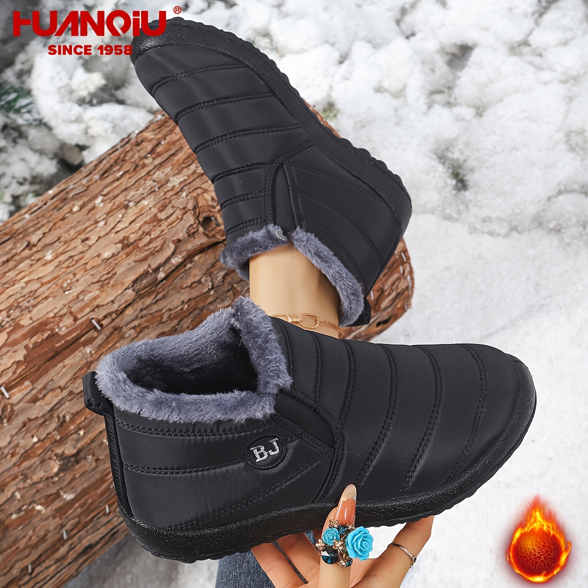 Unisex Winter Snow Boots, Plush-Lined Ankle Boots