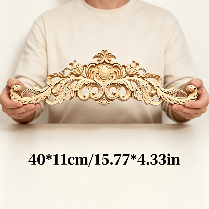 TEMU 1 pièce de moulure appliquée ajourée sculptée en bois de style - Non , convient pour la décoration DIY de placard et de porte/fenêtre, taille
