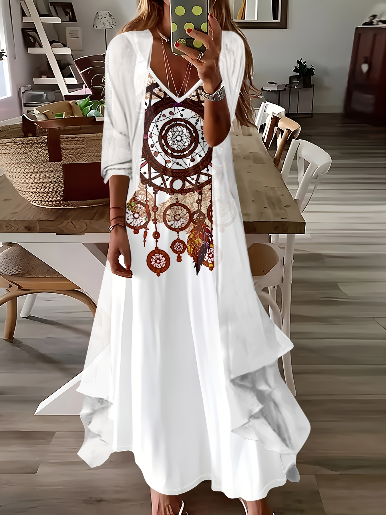 Langes Kleid Outfit Mit Langer Strickjacke Bobby Lange Strickjacke