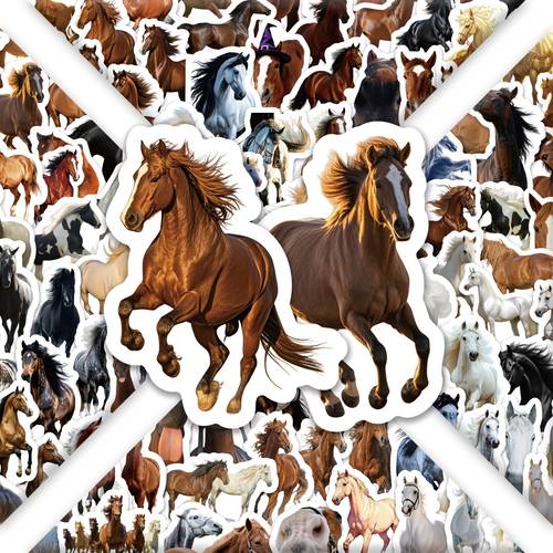 100pcs realistic horse stickers creative decoration desktop handbook hd stickers suitable for roller skating and cycling cycling stickers and decals