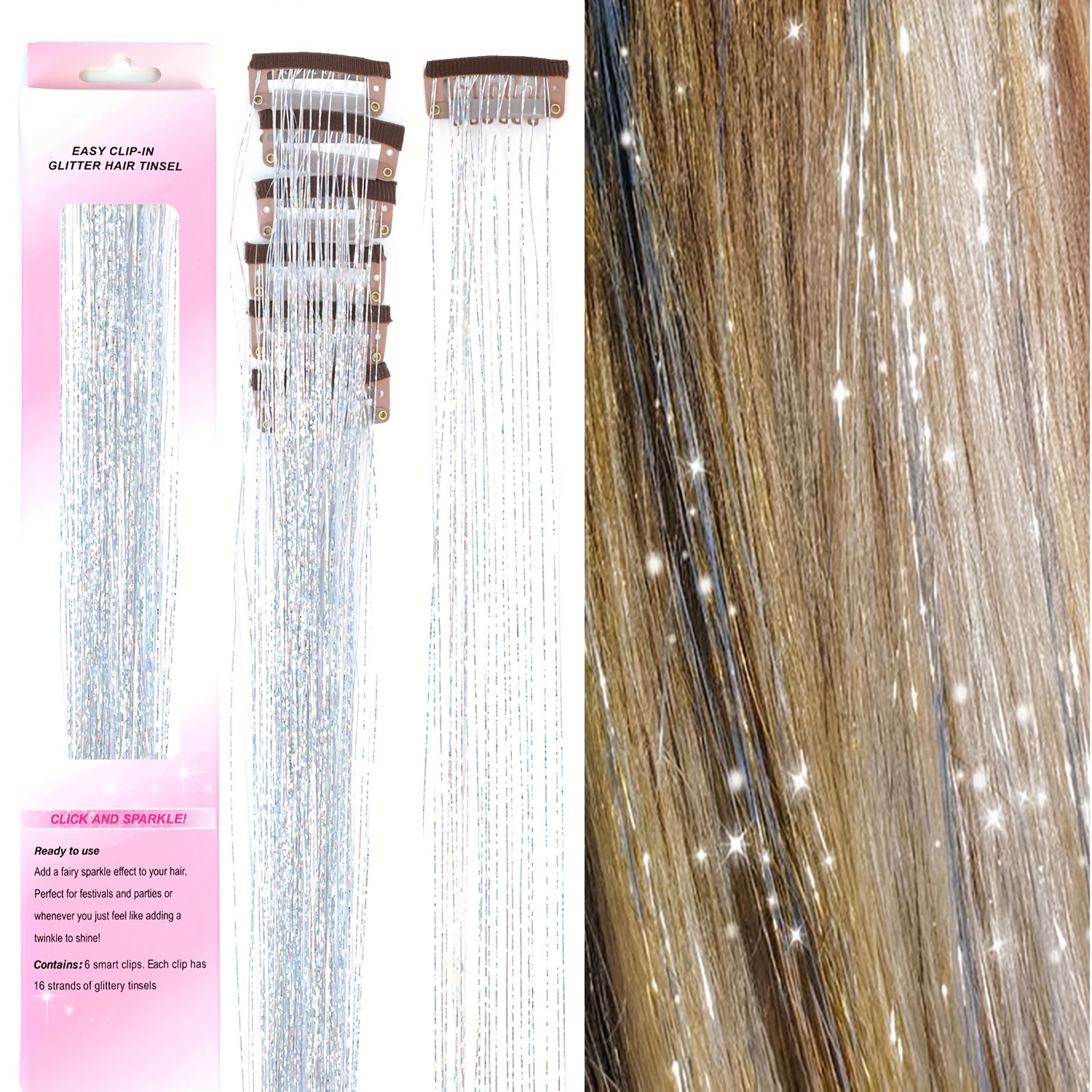 Kit Capelli Fili Tinsel 20 Pollici Estensioni Capelli Tinsel - Temu Italy