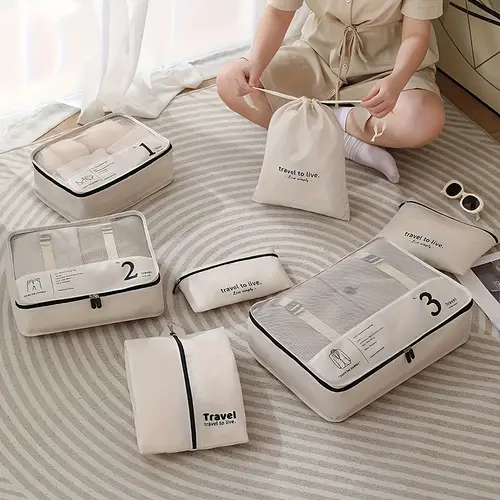chic durable 7pcs travel organizer set packing solution for stylish