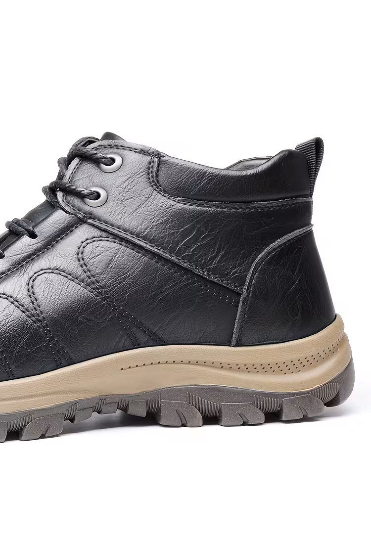 mens leather high top boots casual fashionable with lace up closure rubber sole and round toe design for and daily wear winter boots stylish high boots boots details 3