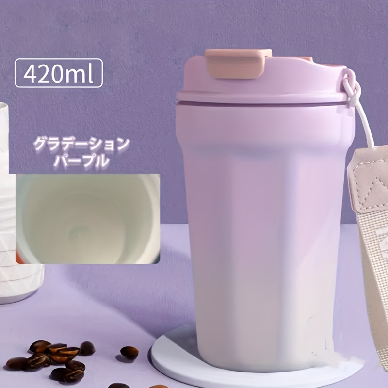 TEMU ストロー付き 大容量ップ 断熱 二重壁構造 真空断熱 セコーティング デザイン 広口 コーヒーカップ 直接飲用 漏れ防止 ポータブル ステンレススチール製ップ ドリンクボトル