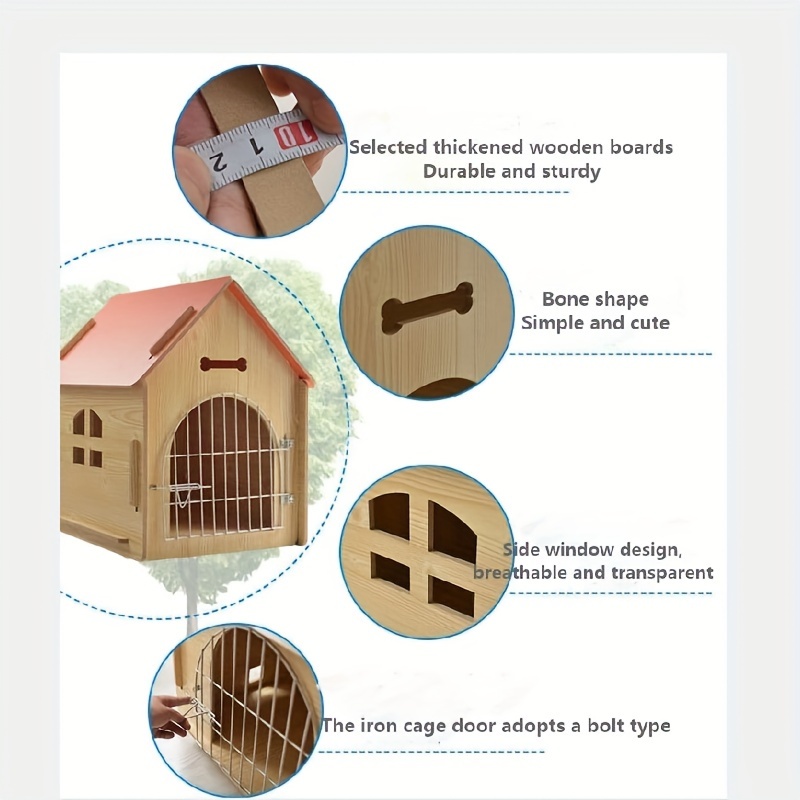 Wooden Dog House Heavy Duty Dog Crate Escape Proof Dog Cage Temu