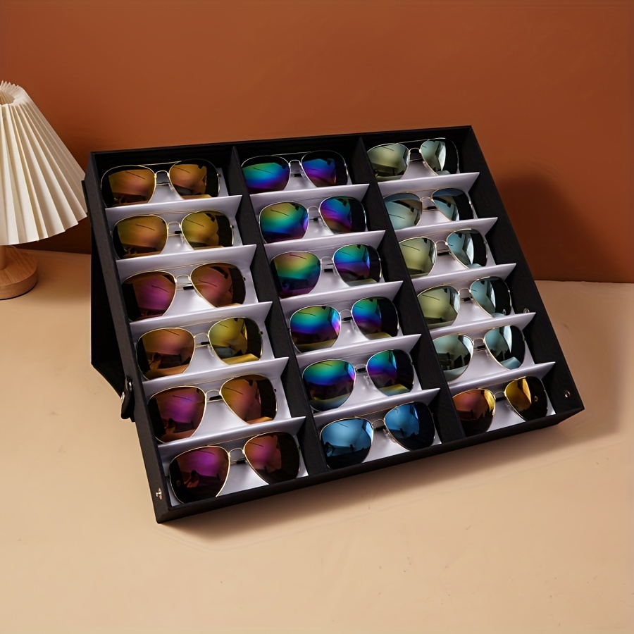 popular   nylon eyeglass storage box with 18 compartments   display stand for countertop and showcase details 0