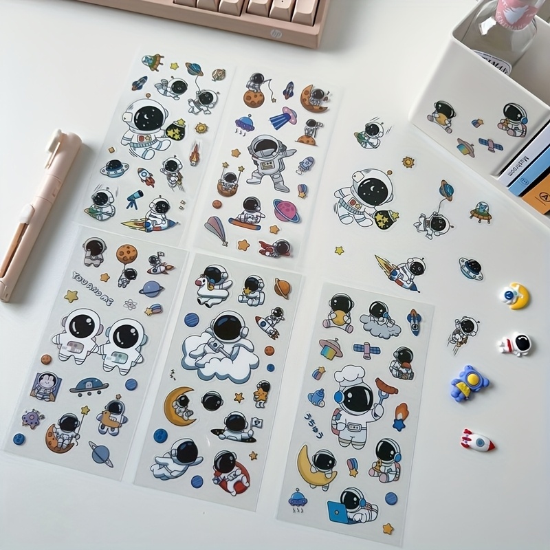 5pcs Set Of High-quality Transparent High Quality Astronaut Stickers, Suitable For Scrapbooking, Laptops, Water Bottles, And Journal Decoration. Diy Material, Reward, And Holiday Gift