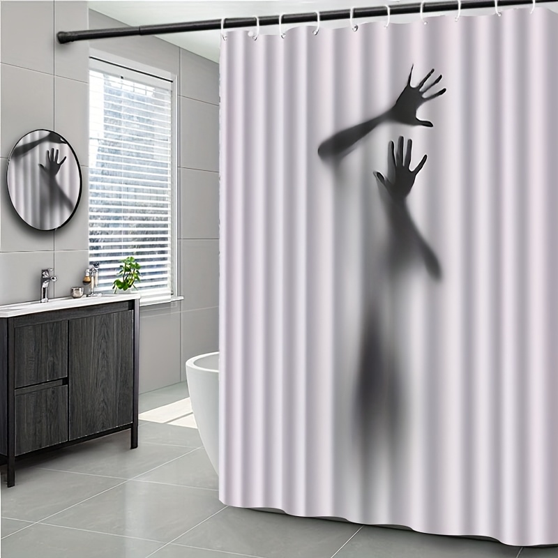 TEMU Jit1pc Stunning Silhouette Design 2d Curtain, Bathroom Drape, Shower Curtain For Home Decor, Compartment Bathroom Items