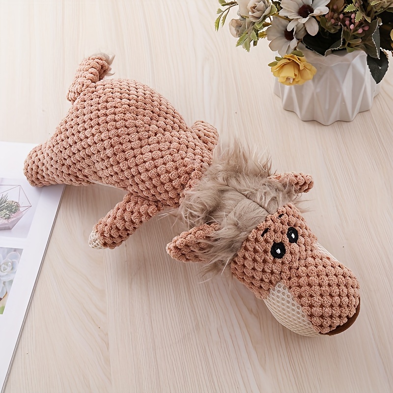 TEMU 1pc Toop Interactive Plush Dog Toy - Durable Cartoon Animal Design For Small To Medium Breeds, Fun Chewing & Dental