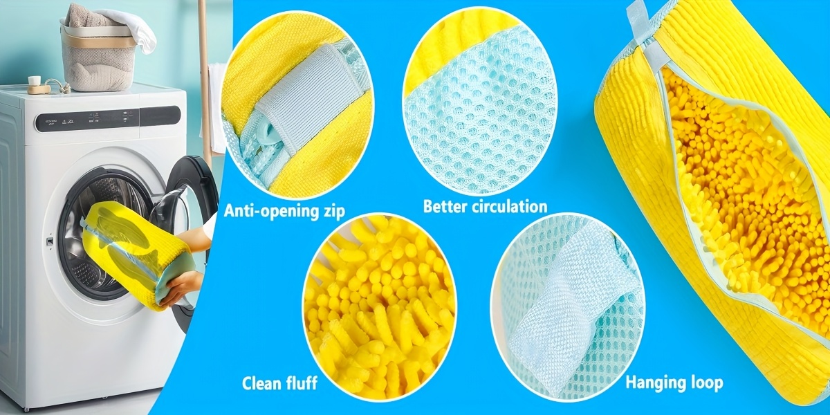 2 pack reusable washing machine shoe wash bags tear resistant prevents knots high quality polyester laundry bags for washer dryer   with blue accents   laundry bags details 1