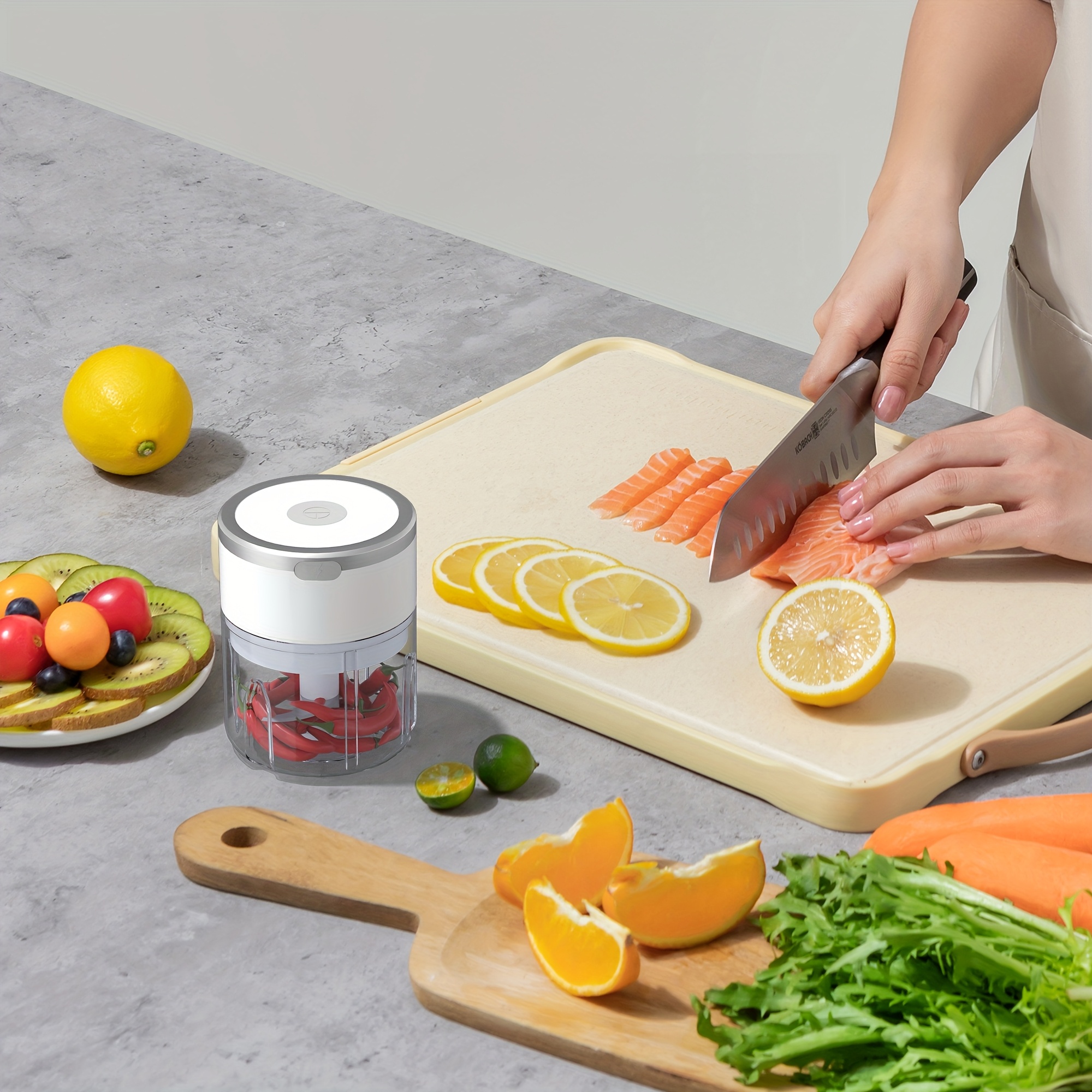8 45oz automatic electric garlic masher meat grinder multifunctional kitchen food processor with rechargeable battery portable for meat grinding stuffing and   preparation modern kitchen gadget durable plastic body garlic press Product details 5