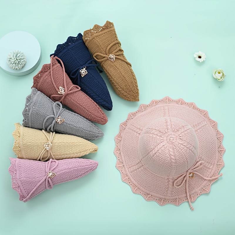 korean style summer sun hat with floral bow 2