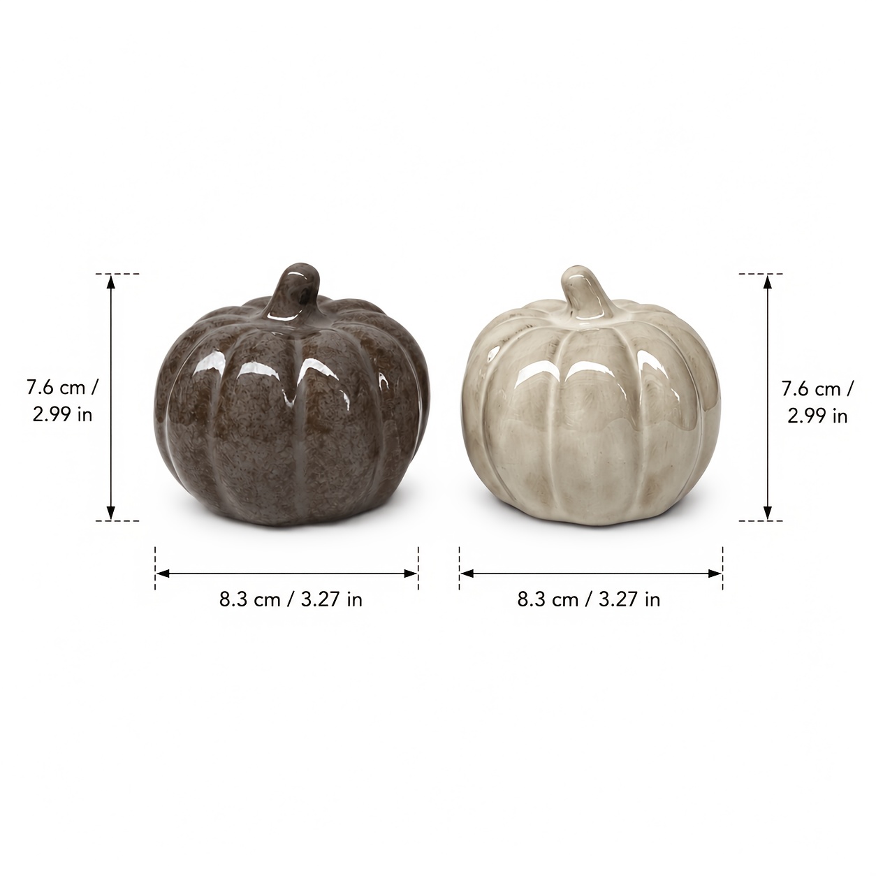 2pcs Glossy Ceramic Pumpkin Decorations for Halloween & Fall
