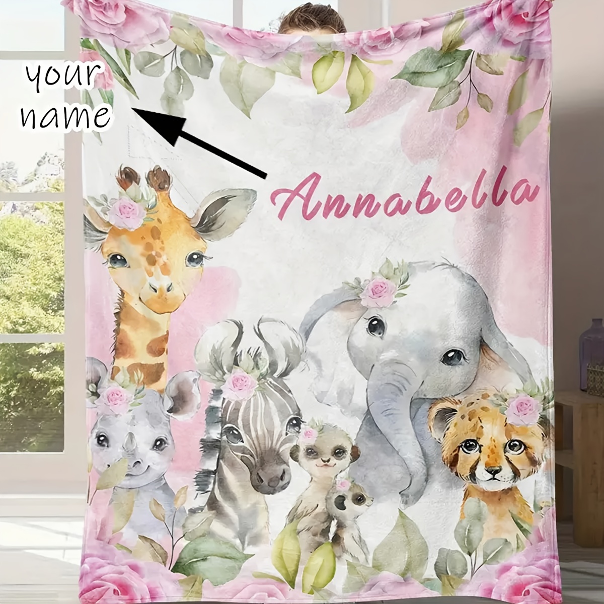 

Custom Name Blanket With Creative Animal Design - Soft & Warm Flannel, Perfect For Sofa, Bed, Travel, Camping, Living Room, Office - Machine Washable Blanket For Bed Personalised Blanket