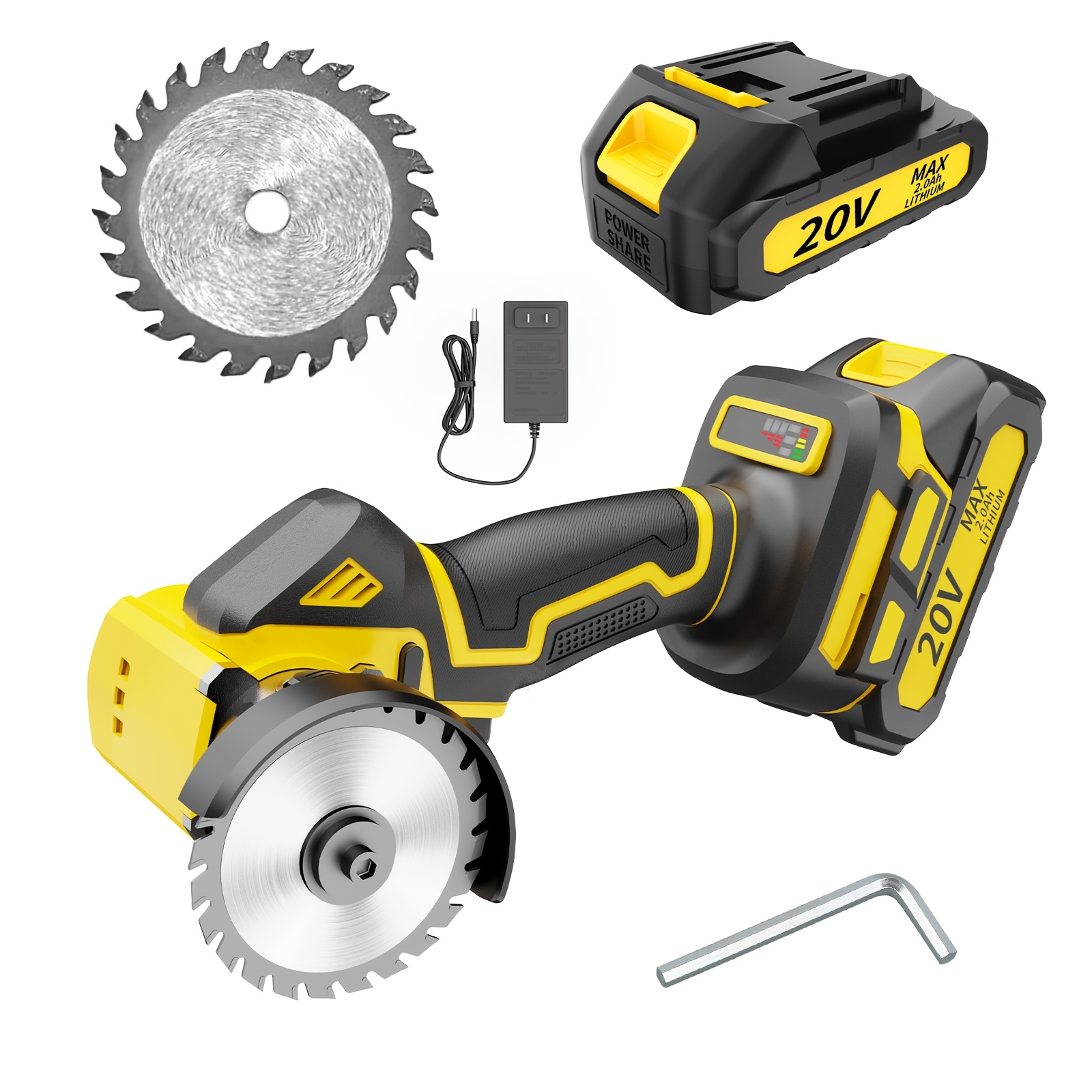 TEMU 20v 3inch Portable Mini Circular Saw With Battery And Charger, 19500rpm Cordless Saw With Safety Guard, Versatile For Tile Wood Metal Plastic, "