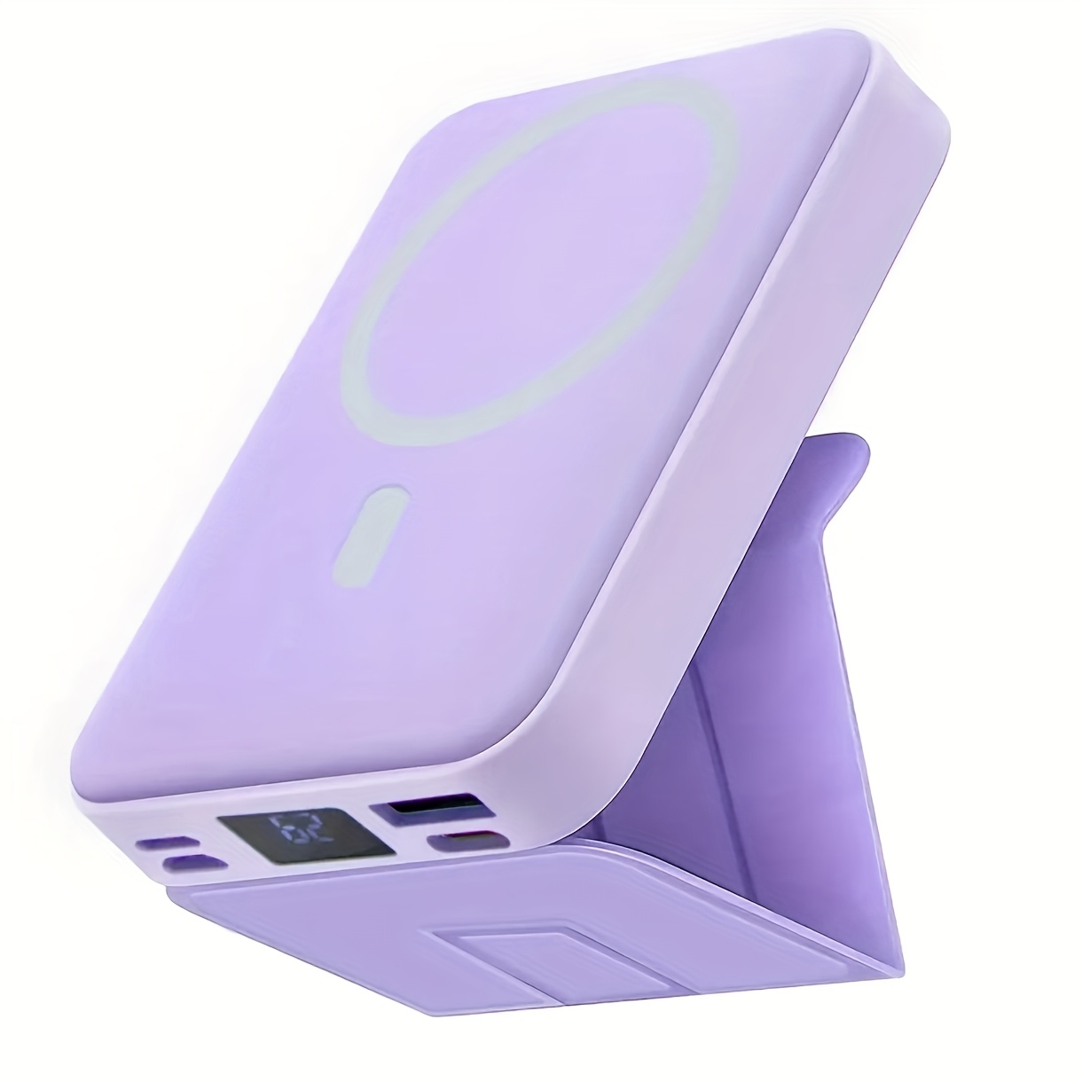 TEMU 10000mah Mini Magnetic Fast Charging Power Bank With Digital Screen, Usb Portable Mobile Phone Powerbank , Comes With A Stand, Suitable For