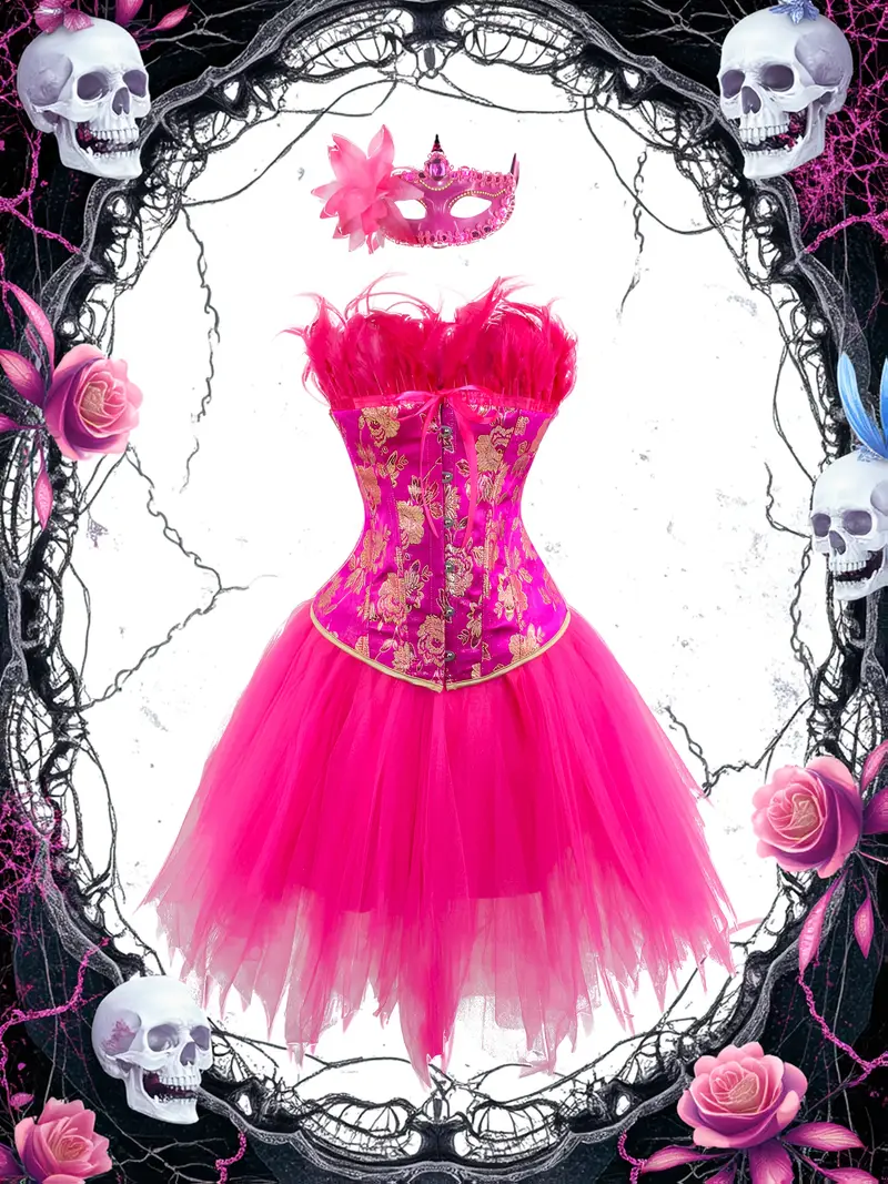 gothic style jacquard corset tutu skirt mask set halloween - Temu Nigeria gothic style jacquard corset tutu skirt mask set halloween - Temu Nigeria