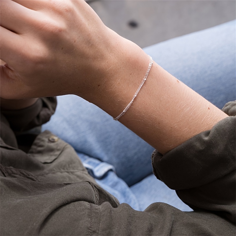 2pcs Women's Fashion Bracelet Set, Minimalist Double Layer