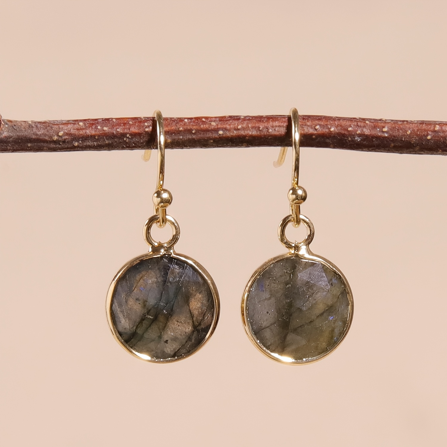 TEMU Petite Natural Stone Drop Earrings, Gold-tone Ear Hooks, Vintage Boho Elegant Design, Minimalist Style, Copper Post, Suitable For Everyday Wear,