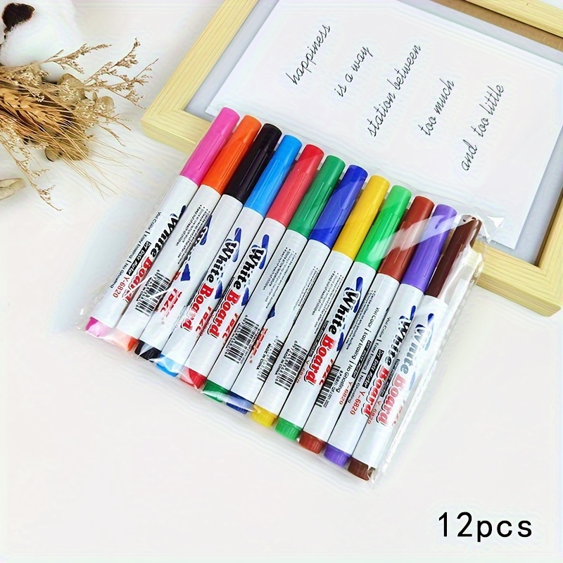 TEMU 12 Color Whiteboard Markers - Non-toxic, Dry Erase, Ideal For Office And School Use - Suitable For Painting, Drawing, And Highlighting