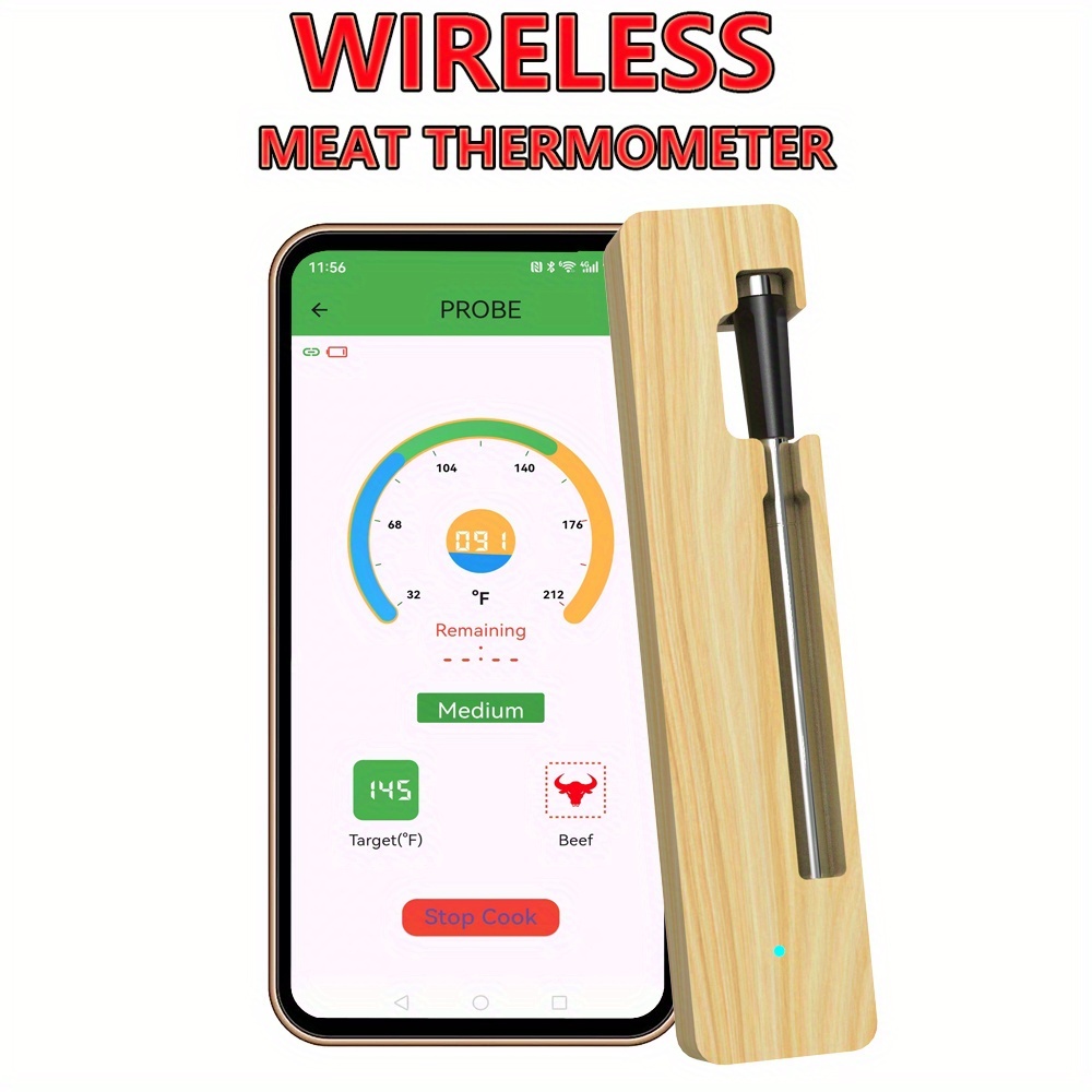 1pc Smart Wireless Meat Thermometer For Grilling And Oven, Supports Up To 100m Transmission Distance
