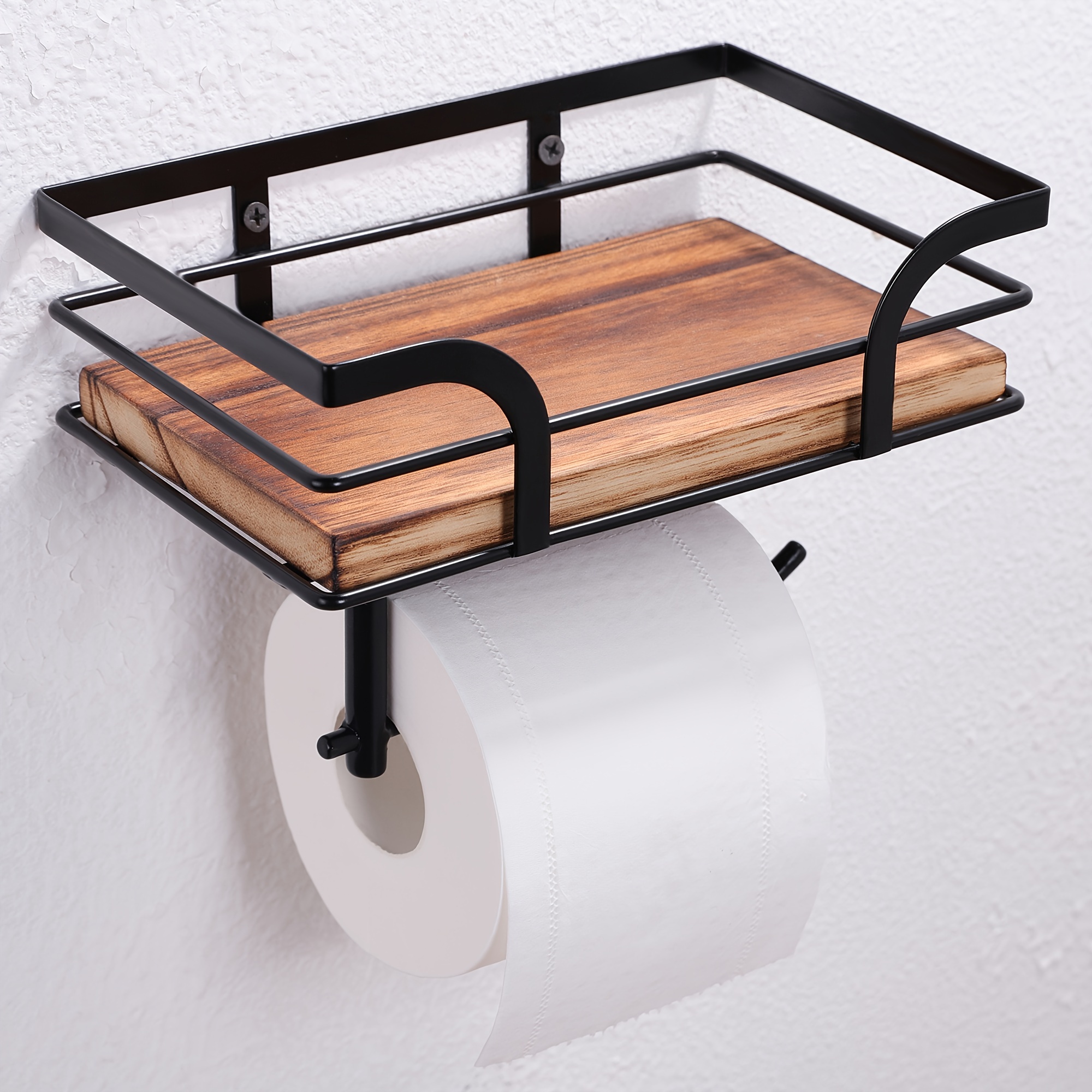 

1pc Bathroom Toilet Paper Holder, Wall Mounted Toilet Roll Holder, Bathroom Tissue Roll Holder, Wall Mount Storage Rack For Bathroom, Kitchen, Washroom