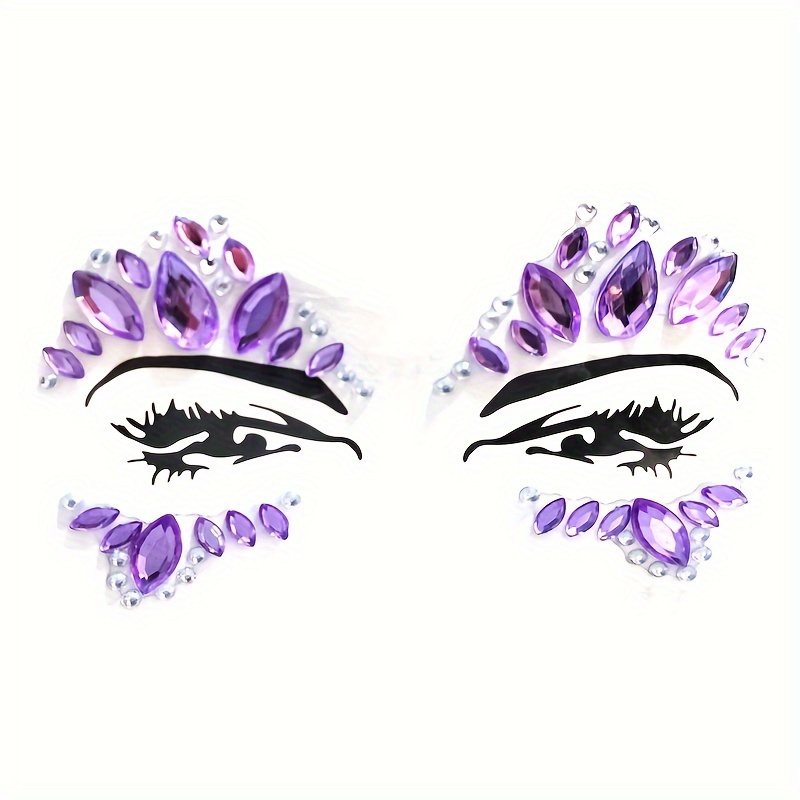 3d Face Crystal Jewels Tattoo Sticker Shiny Face Rhinestones - Temu