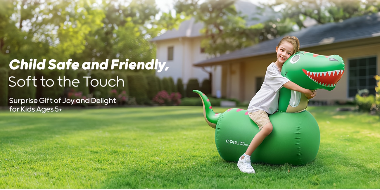 QPAU 2pcs Inflatable Bouncy Dinosaur Toys With Hand Pump, Heavy Duty Giant Bouncy Pal, Ride On Bouncy Animal Hopper Toy, Indoor Outdoor Hopping Horse For Kids Girls Boys Ages 5-14, Mother'S Day Gift