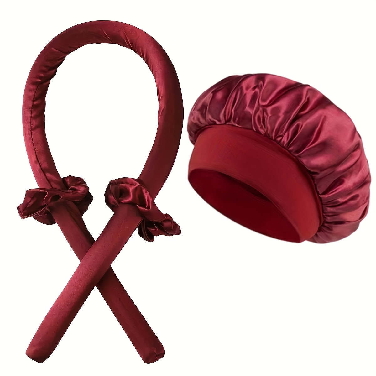 4pcs Women Heatless Hair Curlers With Satin Bonnet Set Hair Types No Heat Headband And Loops