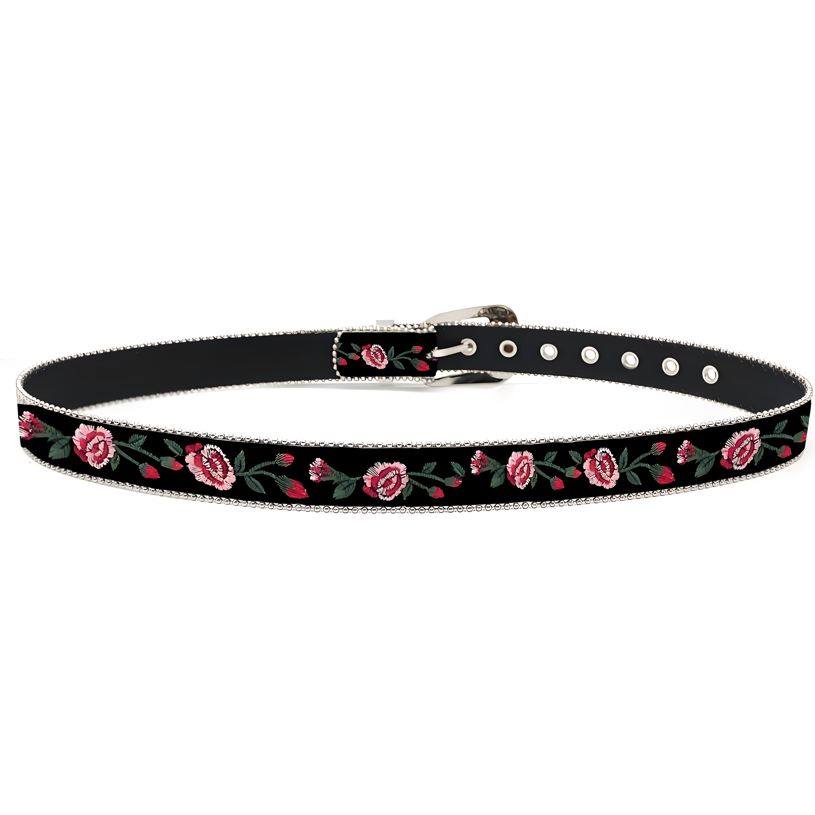 floral studded faux leather belt vintage - Temu