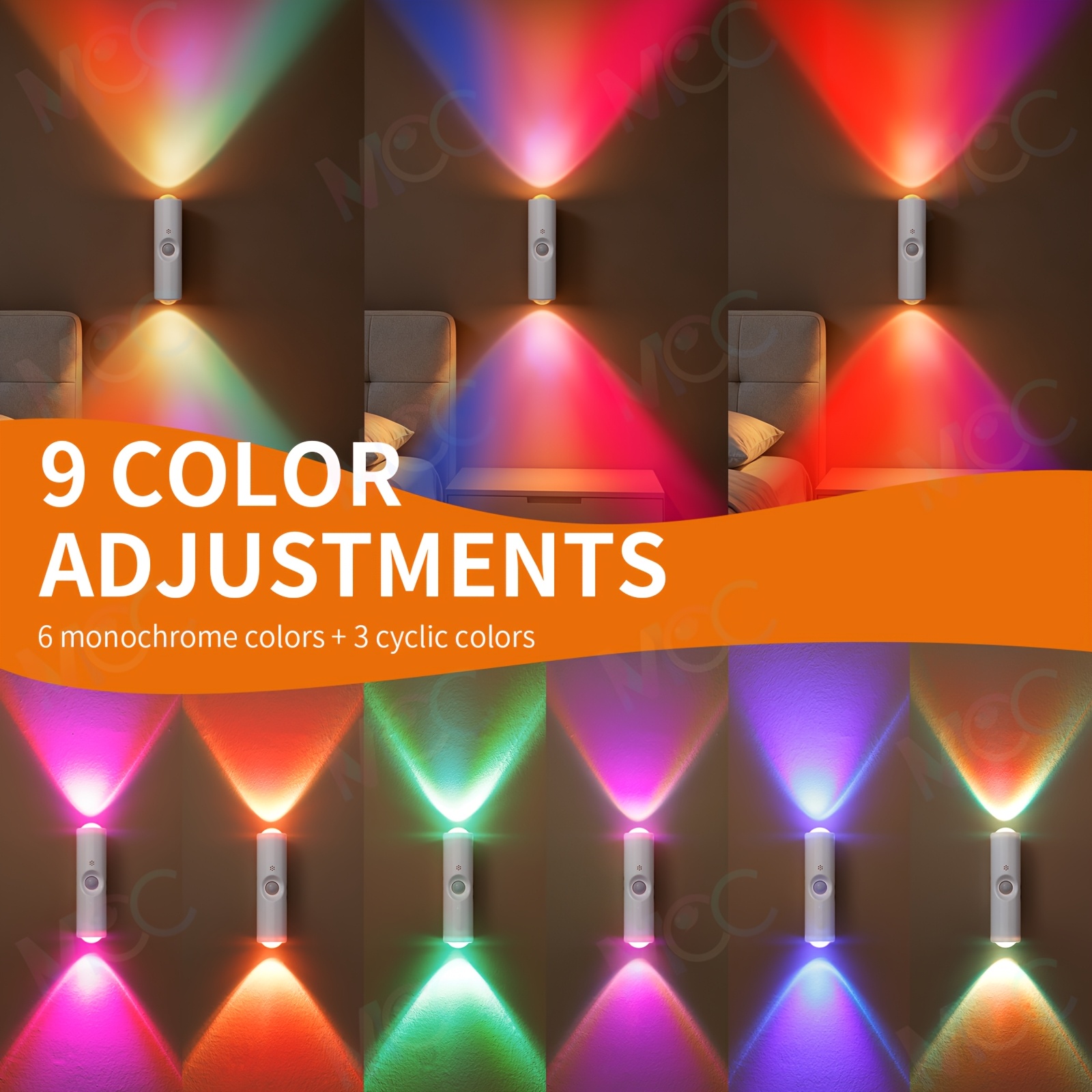 led magnetic night light dual voice motion sensor 9 colors with dimmable brightness 665mah long magnetic installation hallway bedside and storage room ambient lighting Product details 1