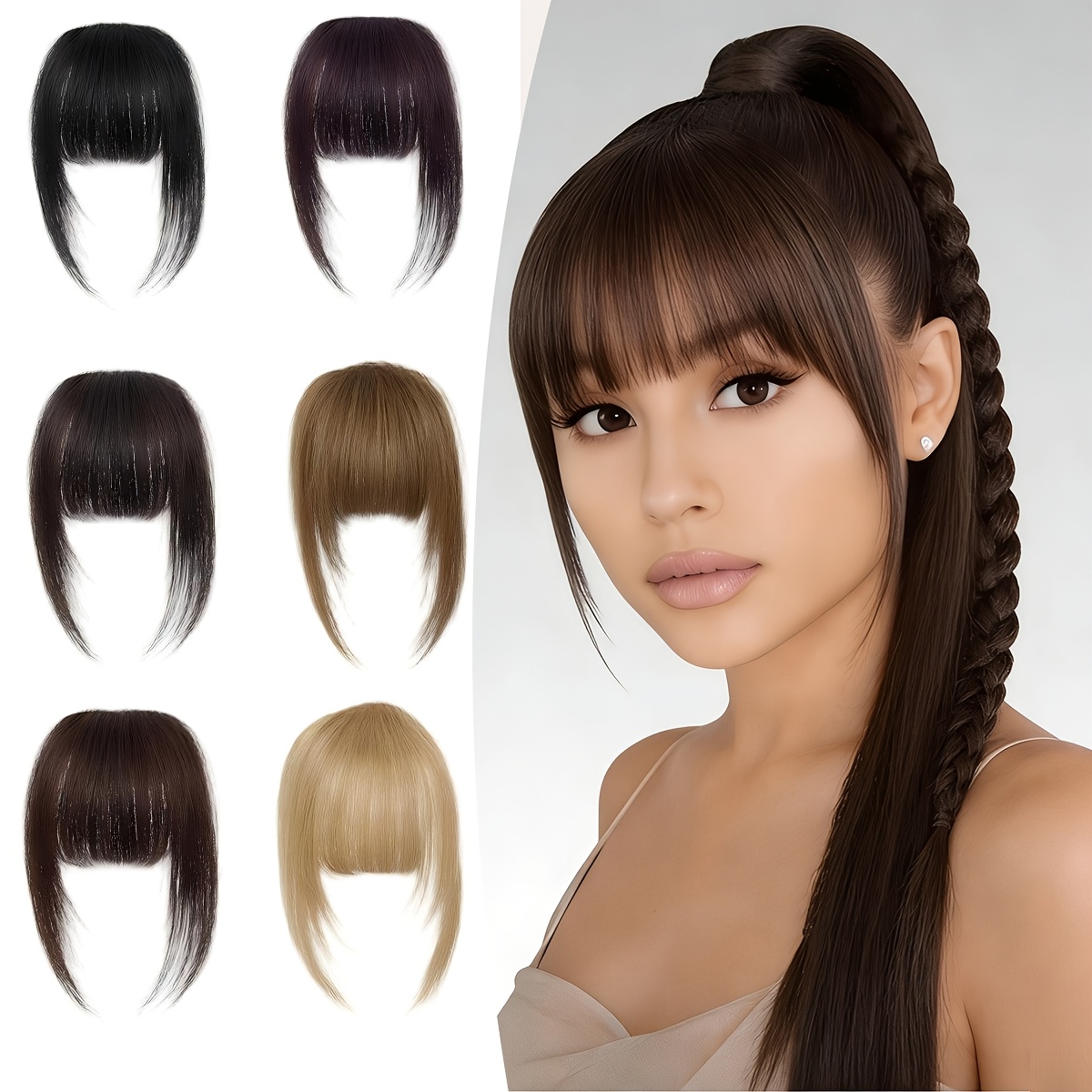 echte haare luft pony mit stirnpartien, natürliche schwarz braun blond farben zarte französische pony nahtlose clip-in ponyfrisur, anfängerfreundlich, einfache anwendung für frauen tägliches styling