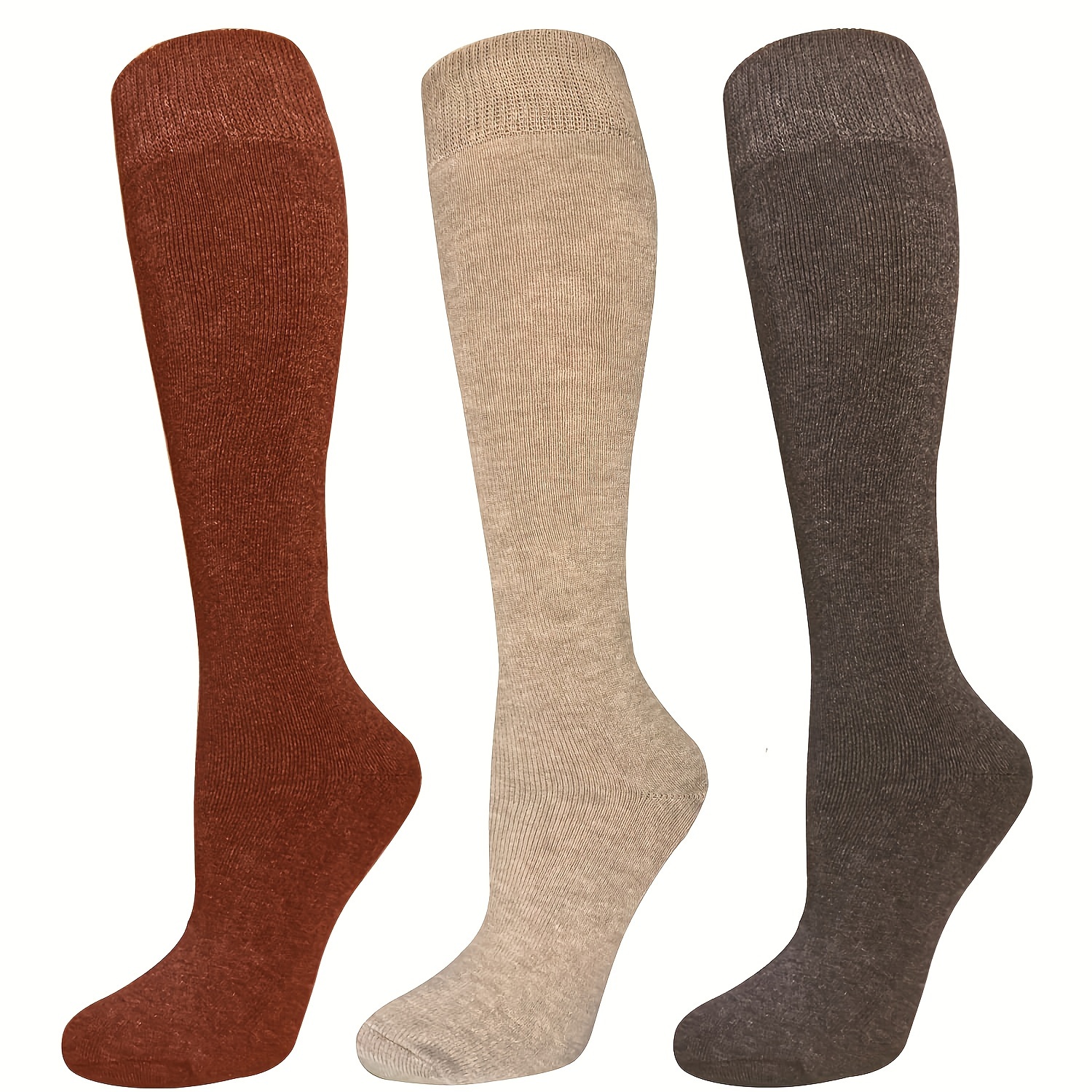 

3 paires de chaussettes hautes thermiques - % tricoté, unie, et rembourré, lavables , la randonnée, , l'hiver - prêtes à offrir