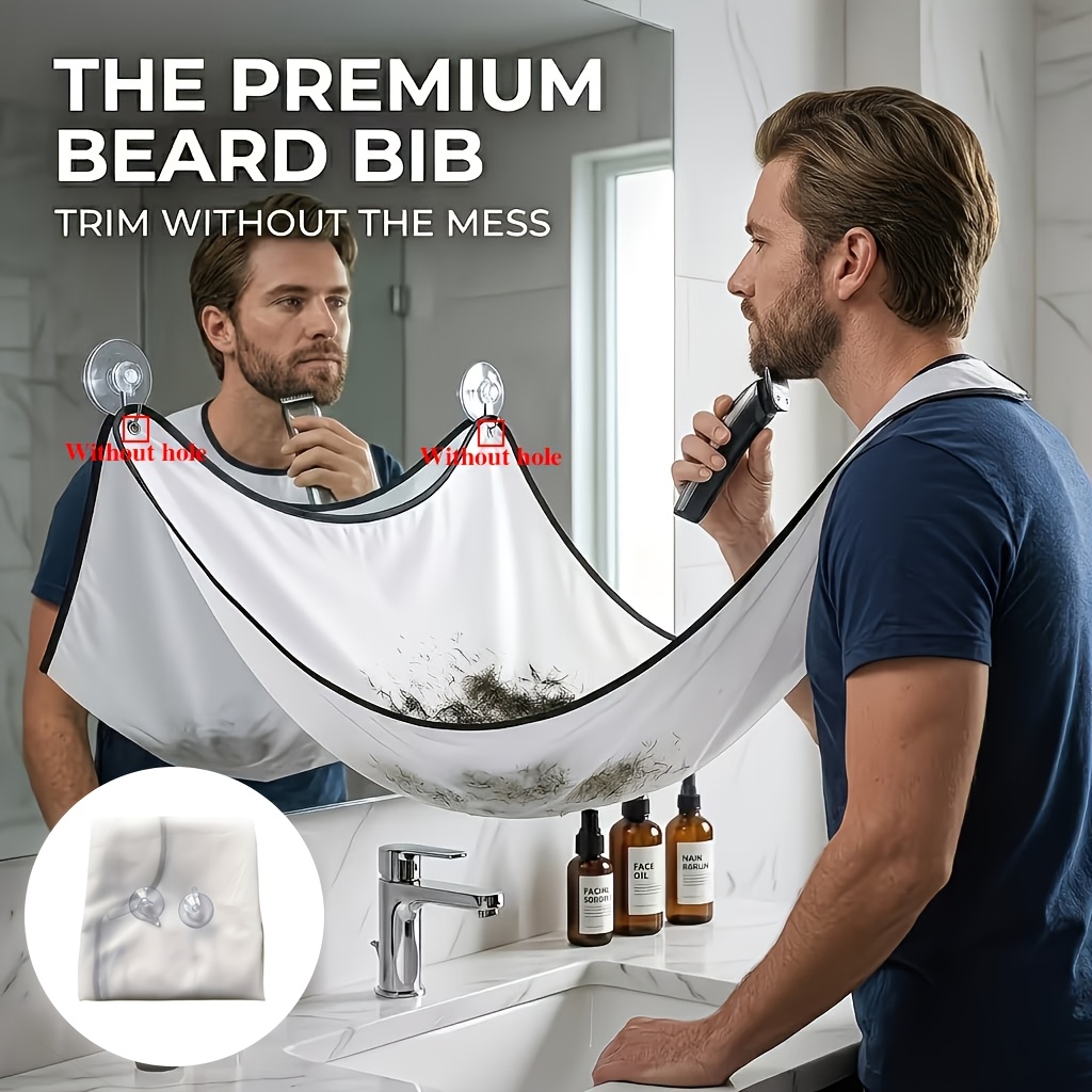 Image of 3pcs Adjustable Anti-leakage (1 + 2 Suction Cups), Men Cutting Cape Leak-proof Shaving Beard Catcher Wrap For Household Salon Use Best Practical Gift For Men Holiday Birthday Father Day Present