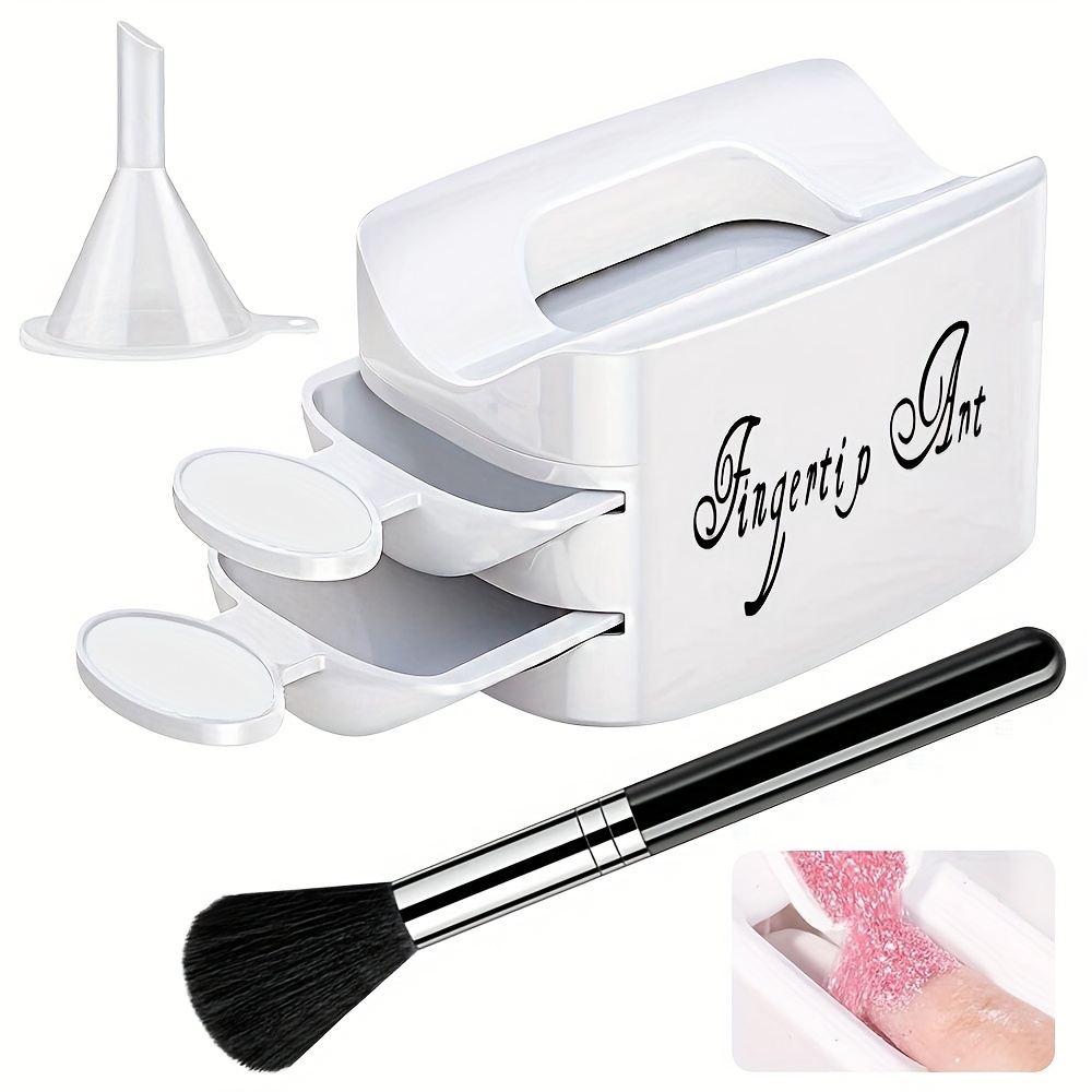 Image of Set Of 2 Portable Dip Powder Nail Art Kits, Including Manicure Set With A Recycling Tray And A Brush For Nail Care